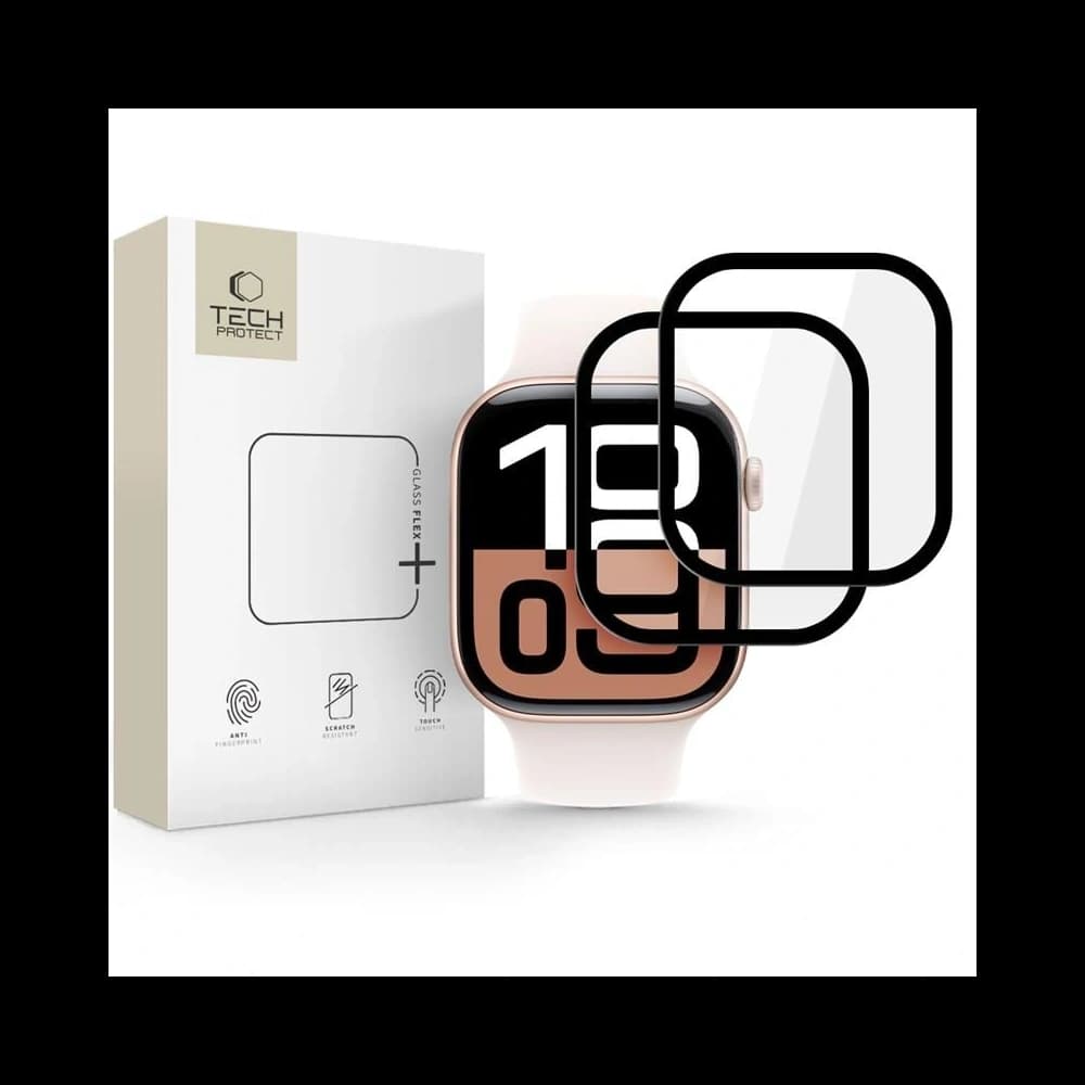 Hibrid üveg Tech-Protect Glass Flex+ az Apple Watch 10 / 11 42mm Fekete [2 PACK] - 1