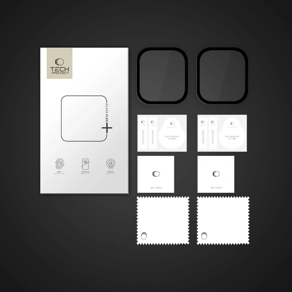 Hibrid üveg Tech-Protect Glass Flex+ az Apple Watch 10 / 11 42mm Fekete [2 PACK] - 4