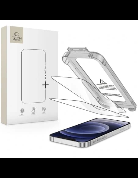 Tech-Protect Quick Set+ Apple iPhone 12 / 12 Pro Schwarz [2 STÜCK]