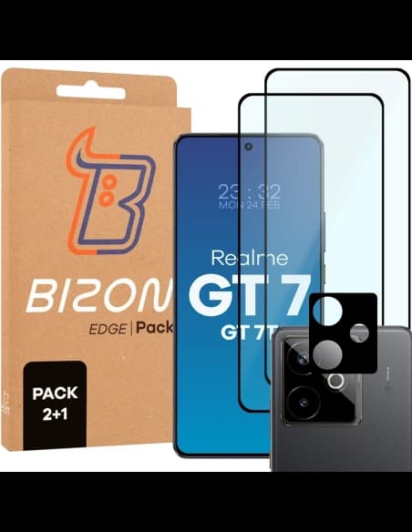 Bizon Edge 2 balení 2x sklo displeje + 1x sklo kamery Bizon Edge 2 balení pro Realme GT 7 / 7T