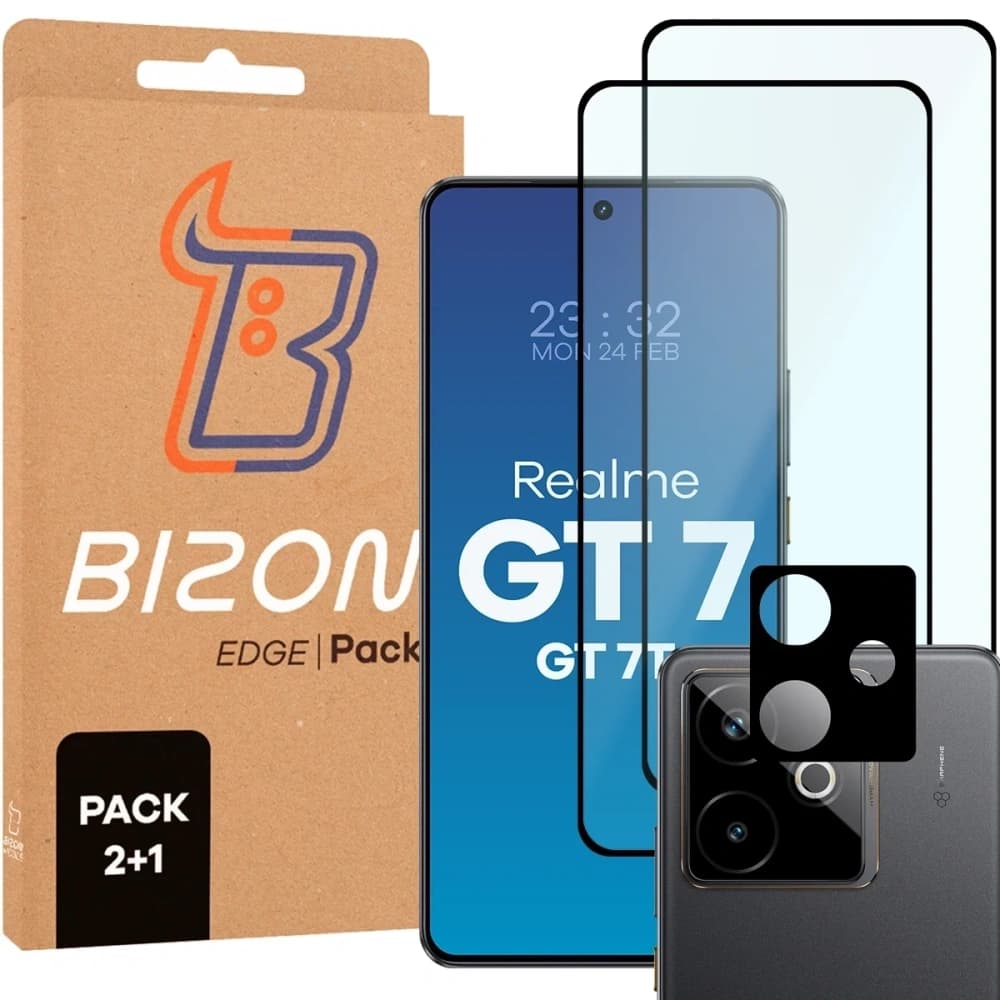 Bizon Edge 2 balení 2x sklo displeje + 1x sklo kamery Bizon Edge 2 balení pro Realme GT 7 / 7T - 1