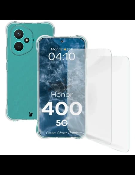Bizon Case Clear Pack Hülle + 2x Displayschutzfolie Honor 400