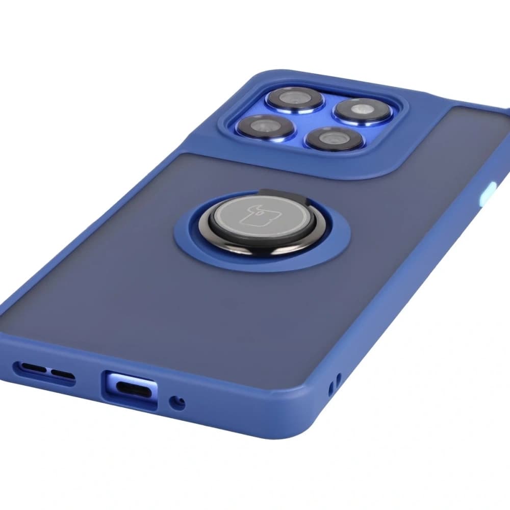 Inel hibrid Bizon Case pentru Motorola Edge 60 Pro, fumuriu, cu ramă albastru închis - 5