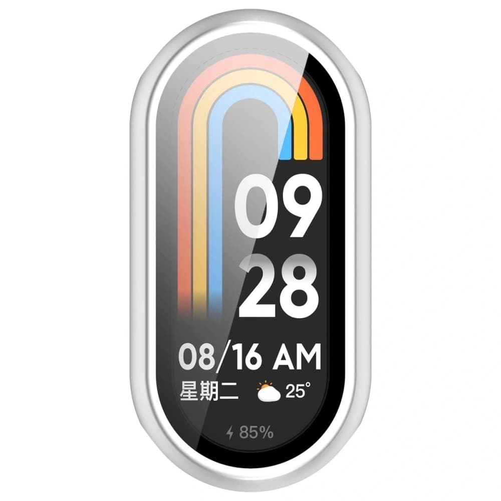 Bizon Case+Glass Uhr Xiaomi Smart Band 10 Silber - 8