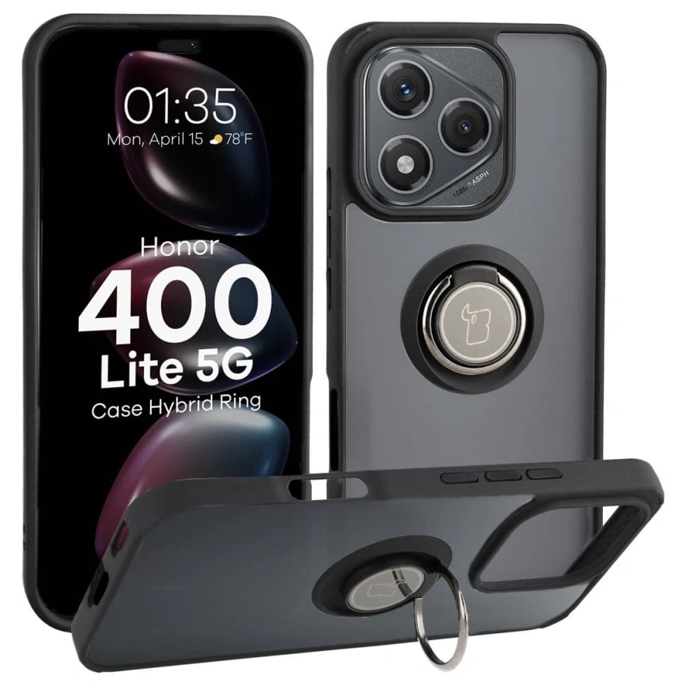 Bizon Case Hybrid Ring Honor 400 Lite s kouřovým provedením a černým rámem