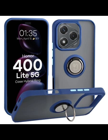 Inel hibrid Bizon Case Honor 400 Lite fumuriu cu ramă albastru închis