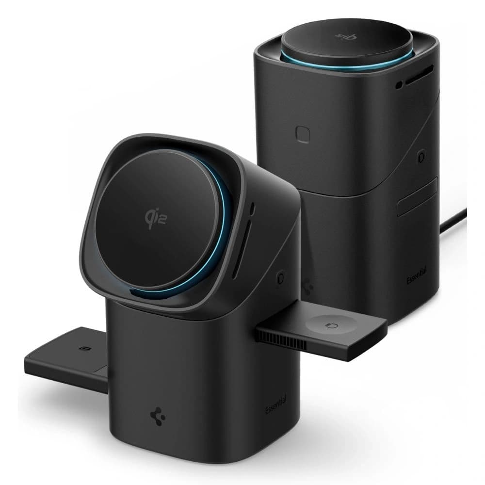 Spigen Essential Ef223ms 3in1 Qi2 Rotary Magnetic Magsafe Wireless Charger Black - 2