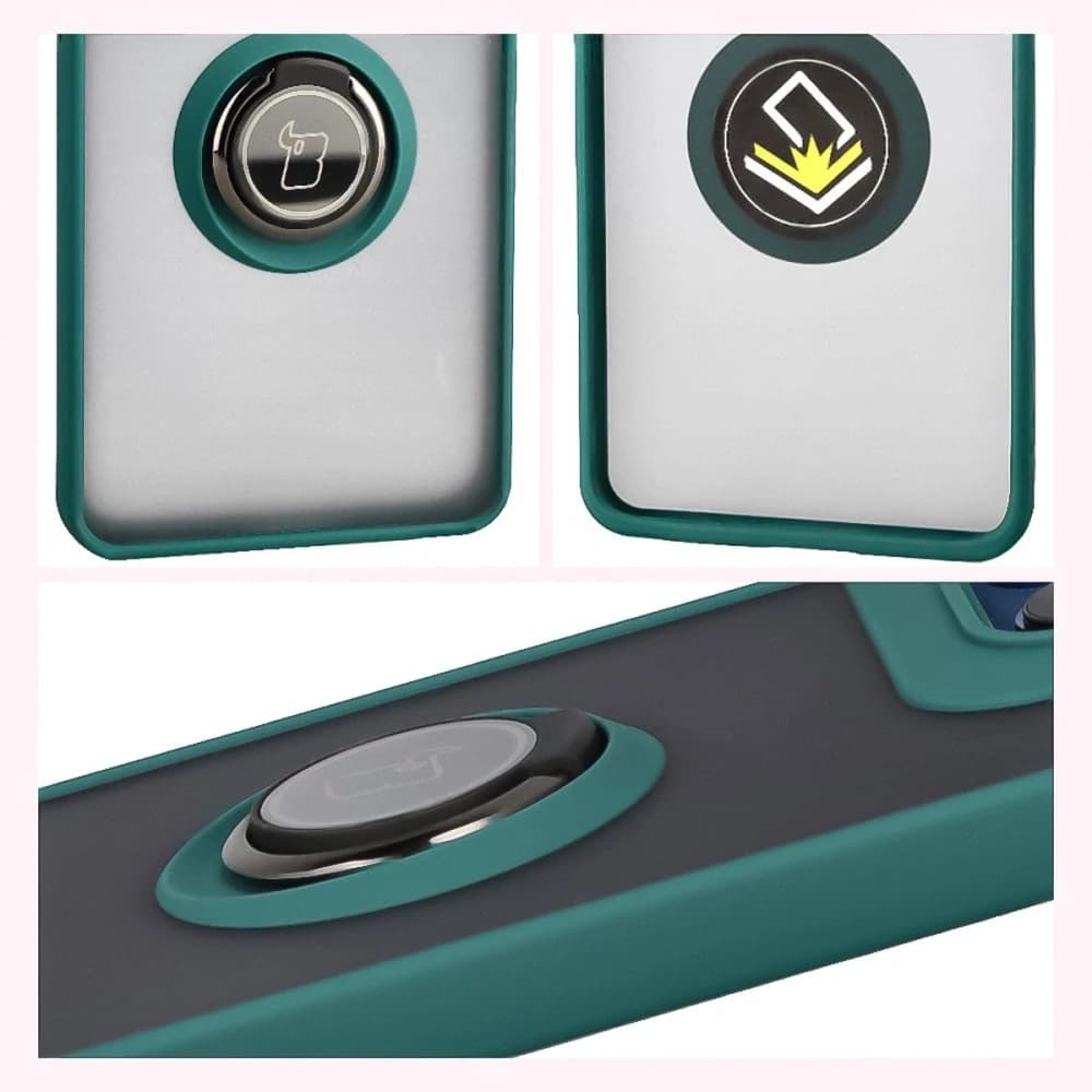 Caz Bizon Hybrid Ring Motorola Edge 60 Fusion / 60 fumuriu cu un cadru verde închis - 4