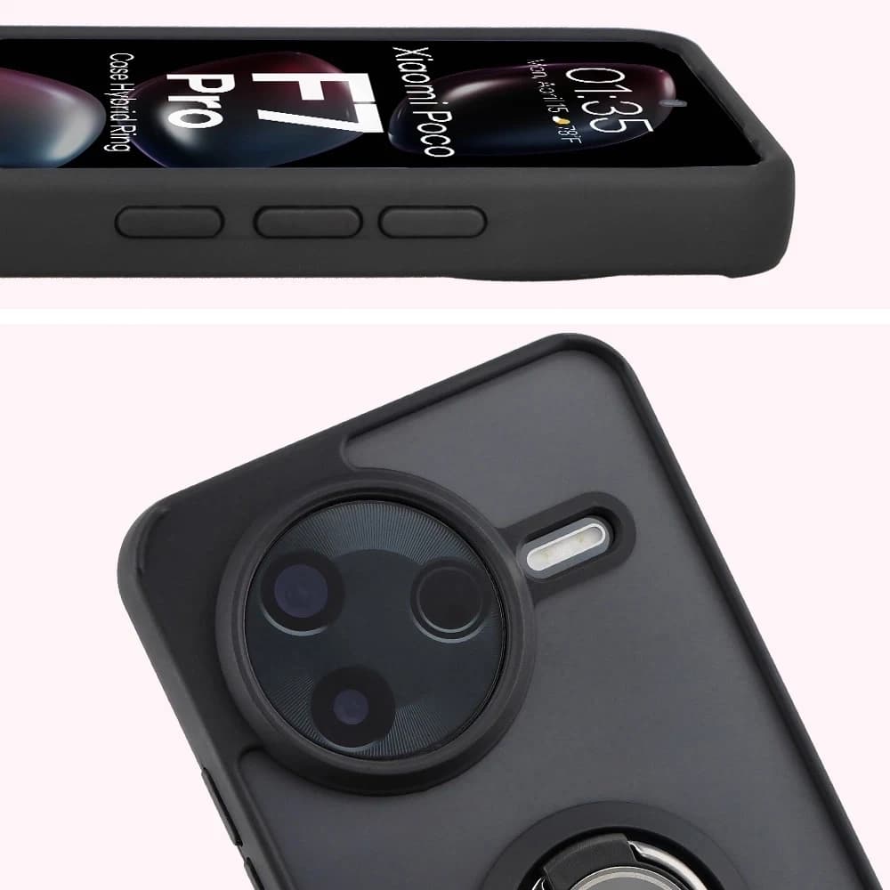 Bizon Case Hybrid Gyűrű Xiaomi POCO F7 Pro füstös fekete kerettel - 3
