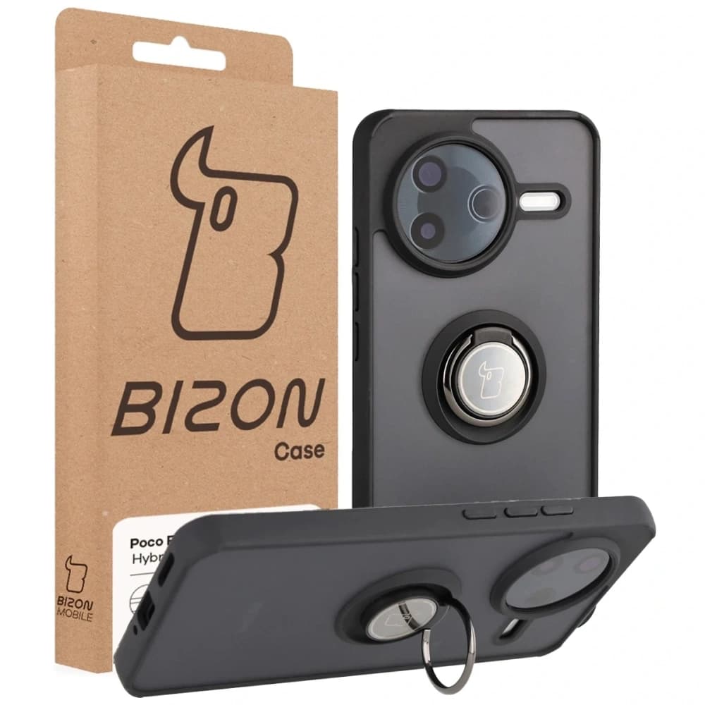 Bizon Case Hybrid Gyűrű Xiaomi POCO F7 Pro füstös fekete kerettel - 7