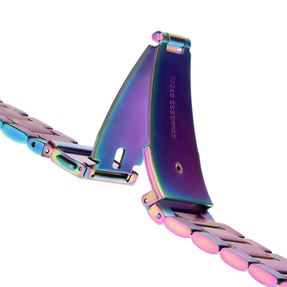 Pasek ze stali nierdzewnej do smartwatcha Bizon Strap Watch Aura QuickRelease 20mm tęczowy - 4