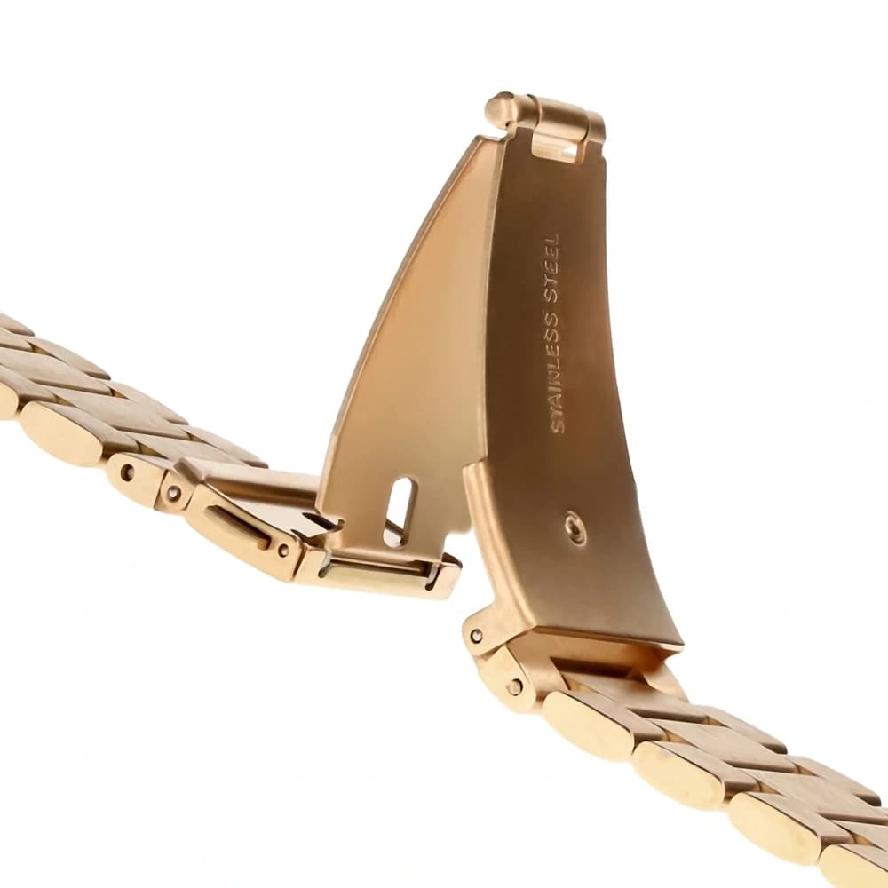 Pasek ze stali nierdzewnej do smartwatcha Bizon Strap Watch Aura QuickRelease 20mm różowozłoty - 4