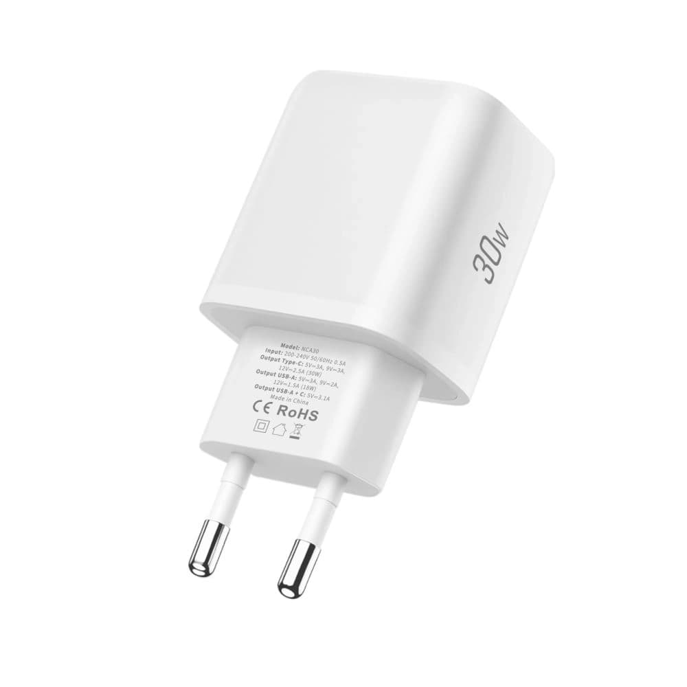 Tech-Protect NCA30 USB-A, USB-C Netzladegerät PD 30W / QC3.0 + USB-C Kabel Weiß - 5
