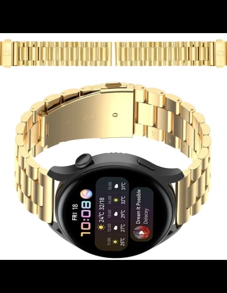 Pasek ze stali nierdzewnej do smartwatcha Bizon Strap Watch Aura QuickRelease 20mm złoty