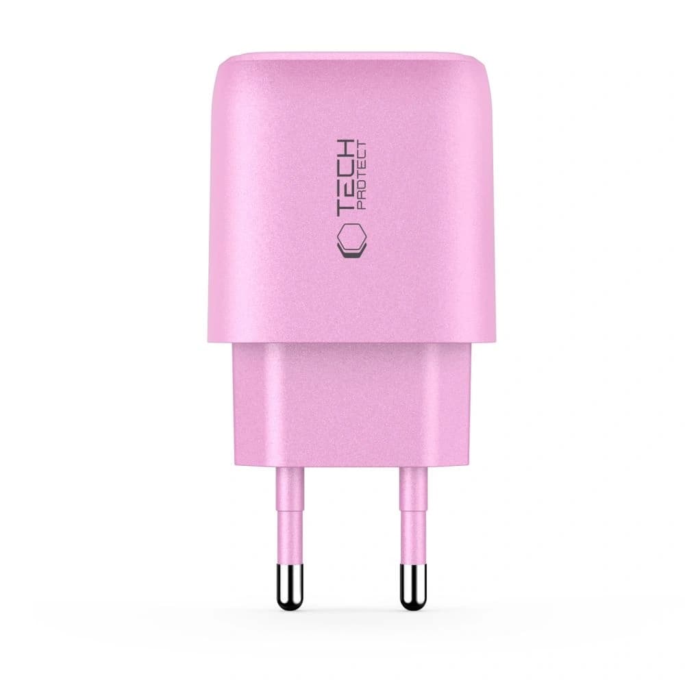 Tech-Protect NCA20 Încărcător de rețea USB-A, USB-C PD 20W / QC3.0 Roz Bebeluș - 3