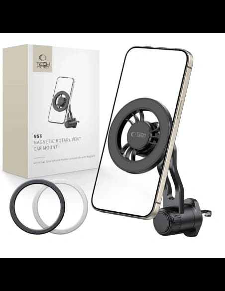 Tech-Protect N56 Suport Auto Magnetic MagSafe Rotativ Negru