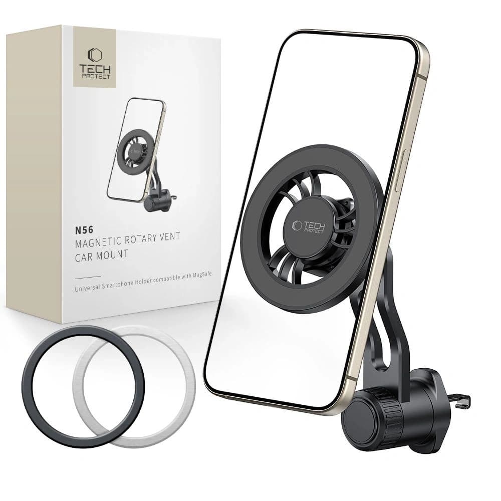 Tech-Protect N56 Magnetische MagSafe drehbare Lüftungsauto-Halterung Schwarz - 1