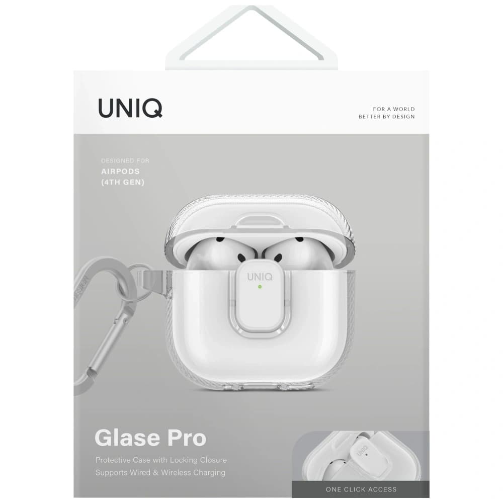 UNIQ Glase Pro Apple AirPods 4 záró tok átlátszó - 2