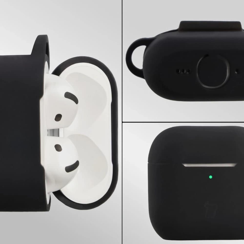 Bizon Case Fejhallgató Szilikon Apple AirPods 4 fekete - 3
