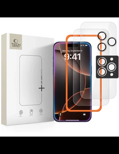Tech-Protect Easy Set+ Apple iPhone 16 Pro / 17 Pro Clar [3 PACHET]