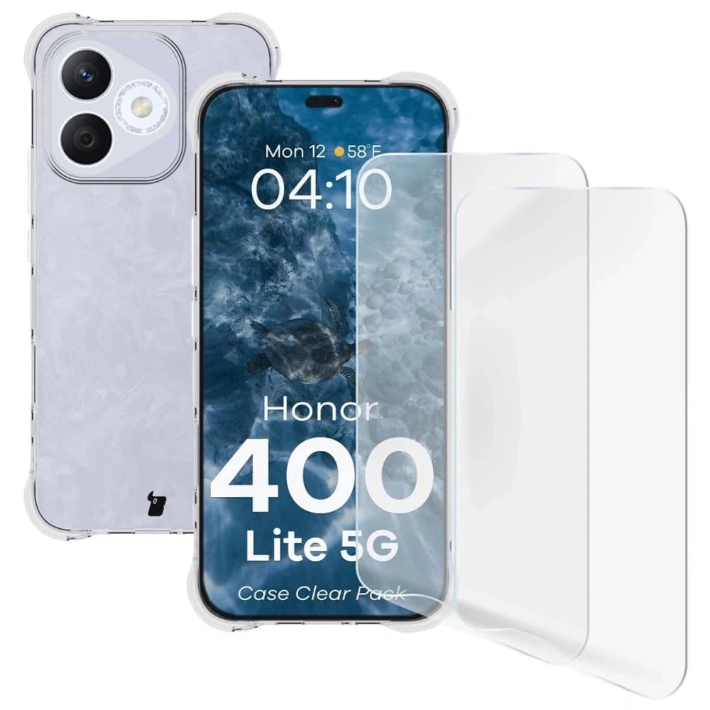 Bizon Case Clear Pack Hülle + 2x Bildschirmfolie Honor 400 Lite - 1