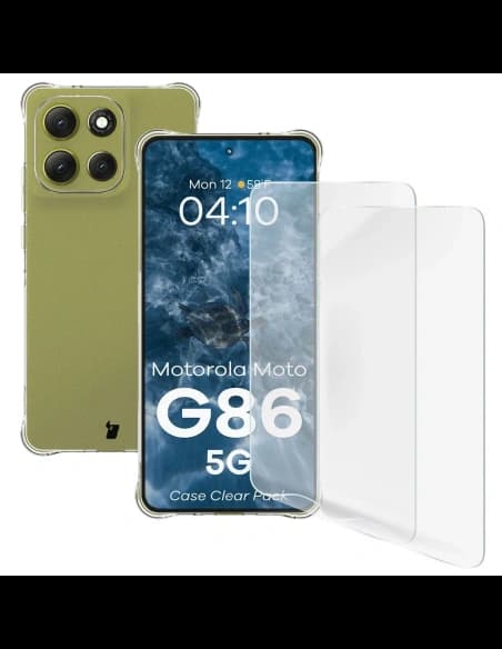 Husa Bizon Case Clear Pack + 2x folie de protecție pentru ecran Motorola Moto G86 5G