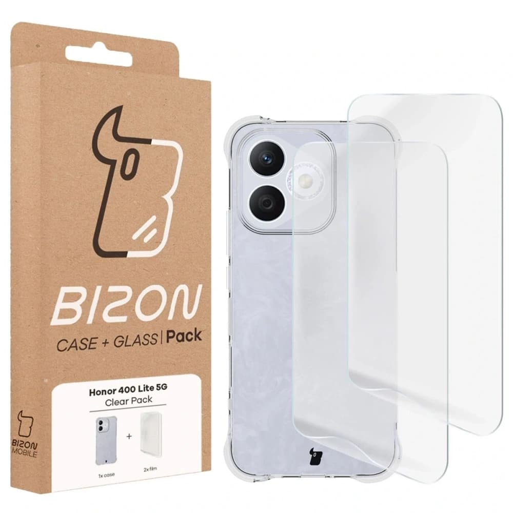 Bizon Case Clear Pack Hülle + 2x Bildschirmfolie Honor 400 Lite - 9