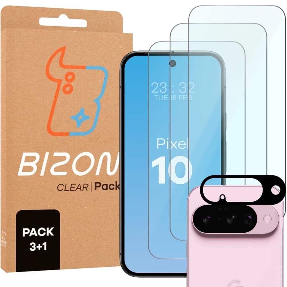 BIZON Clear 3x screen glass + camera glass Google Pixel 10 - 1