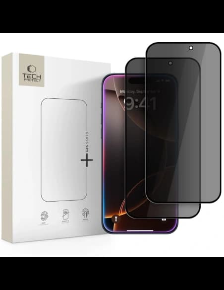 Tech-Protect Glass Spy+ Apple iPhone 16 Pro / 17 / 17 Pro Privacy [2 PACHET]