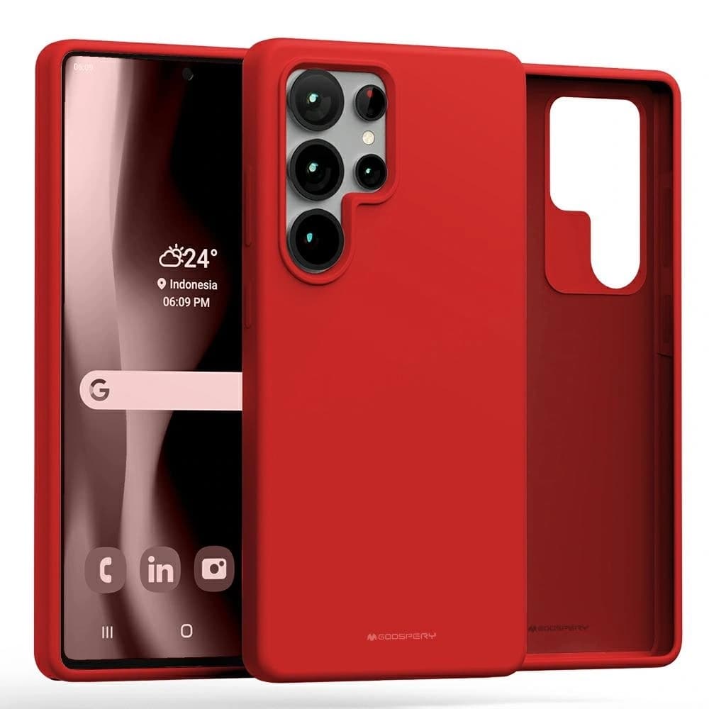 Mercury Pure MagSafe silikonový Samsung Galaxy S25 Ultra červený