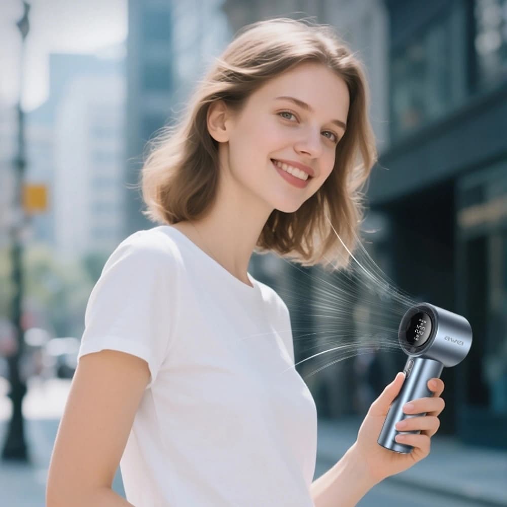 AWEI F38 Mini kapesní ventilátor modrý - 6