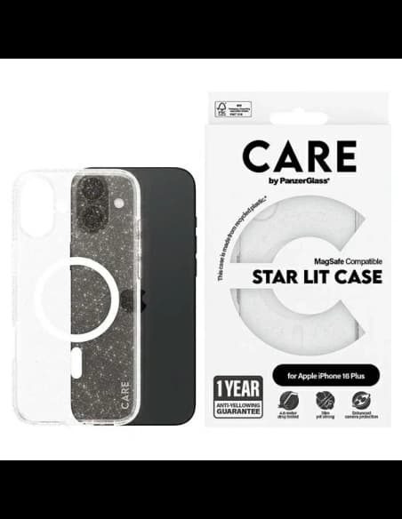 CARE von PanzerGlass Flagship Star Lit Case MagSafe für Apple iPhone 16 Plus weiß