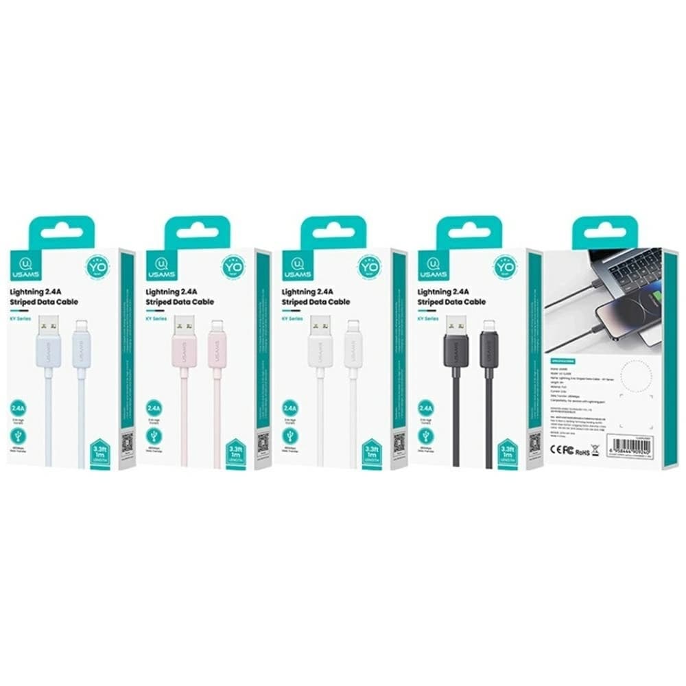 USAMS KY Sorozat US-SJ694 USB-A / Lightning kábel 2.4A 2m fehér - 11