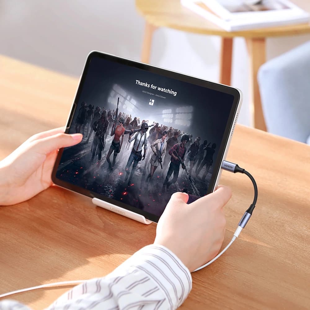 Audio adaptér UGREEN AV161 USB-C (samec) / mini jack 3,5 mm (samice) 10 cm šedý - 5