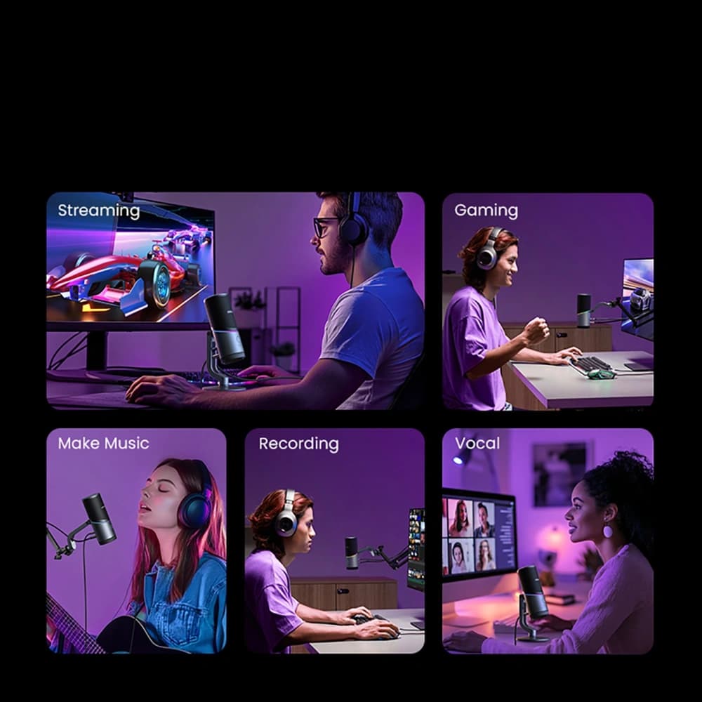 UGREEN CM769 USB-A RGB LED ezüst asztali mikrofon - 12