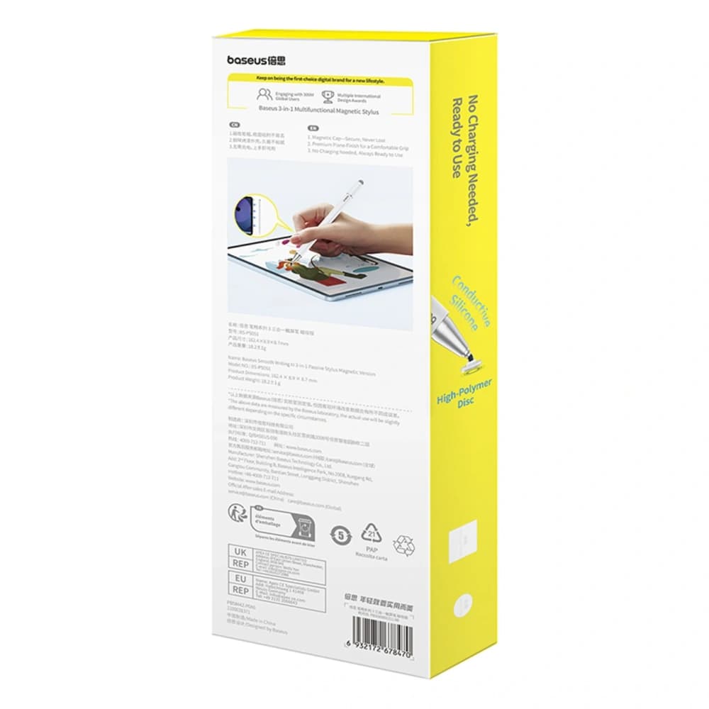 Stylus Baseus Smooth Writing III 3v1 pasivní magnetická verze bílá - 7
