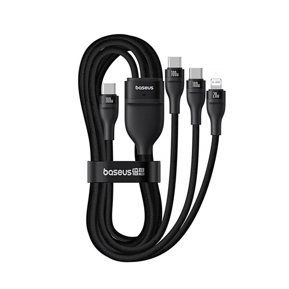 Baseus Flash Series 3 az 1-ben kábel 3 USB-C / 2xUSB-C, Lightning 1,5m 100W fekete - 4
