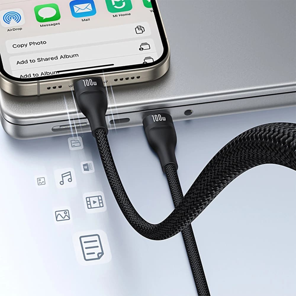 Baseus Flash Series 3 az 1-ben kábel 3 USB-C / 2xUSB-C, Lightning 1,5m 100W fekete - 10