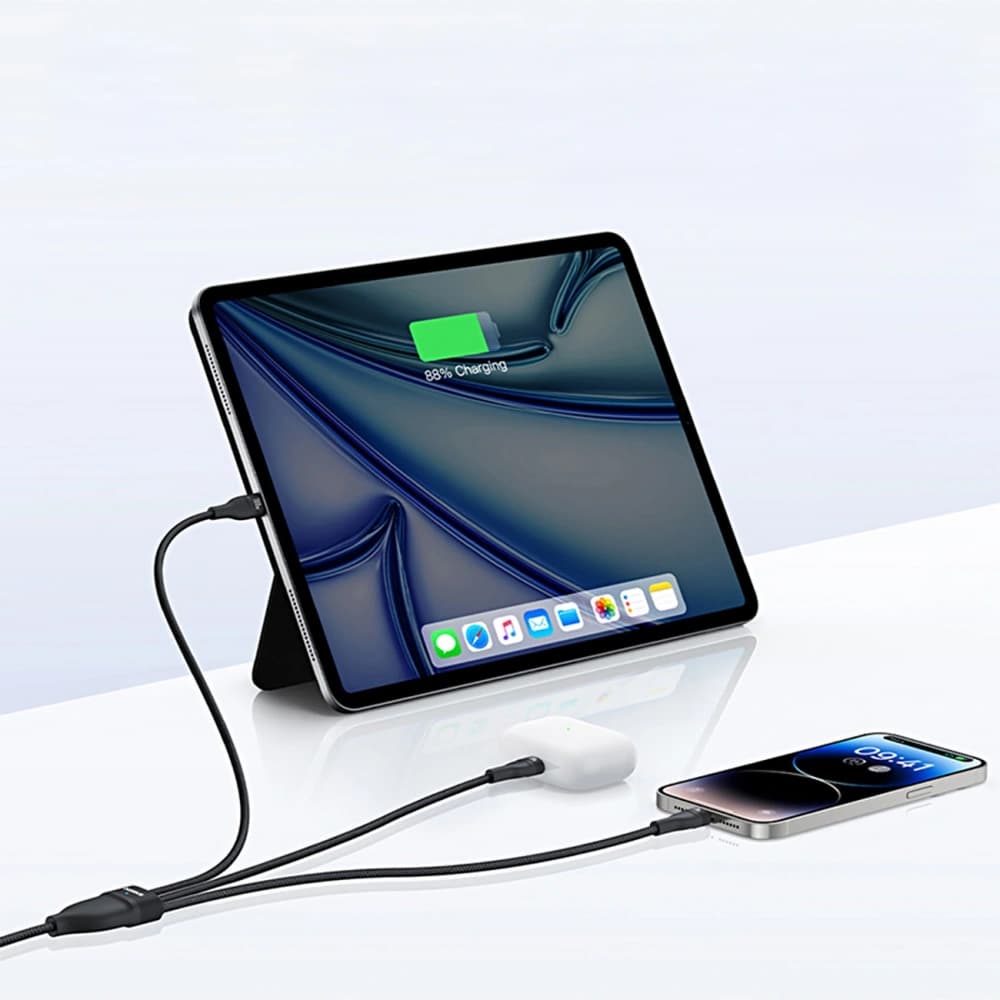 Baseus Flash Series 3 az 1-ben kábel 3 USB-C / 2xUSB-C, Lightning 1,5m 100W fekete - 13