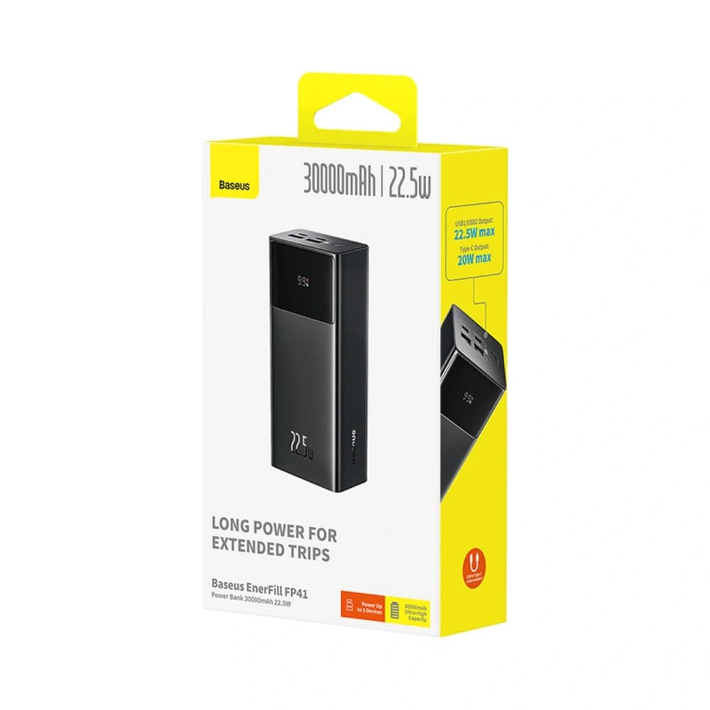 Powerbank Baseus EnerFill FP41 30000mAh 22.5W cu cablu Baseus Simple USB-A / USB-C 3A 30cm negru - 4