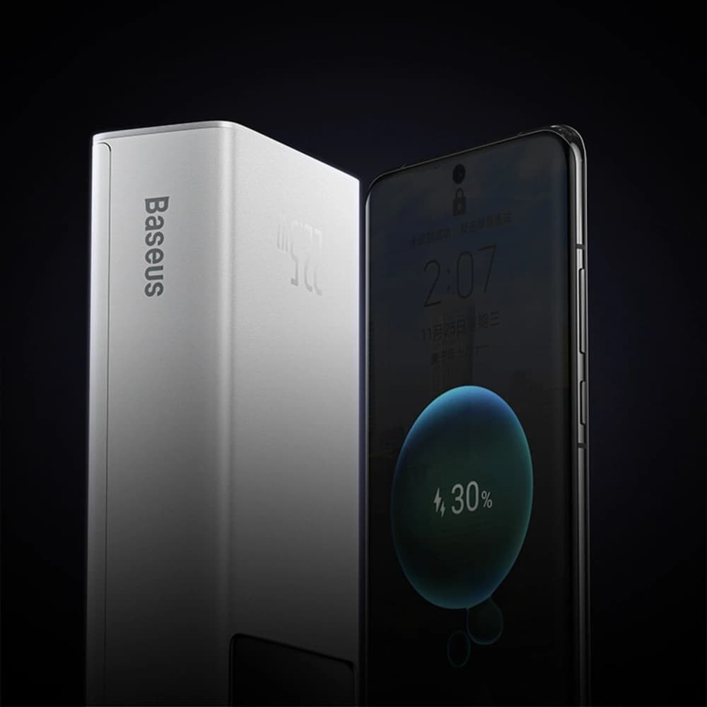 Powerbank Baseus EnerFill FP41 30000mAh 22.5W cu cablu Baseus Simple USB-A / USB-C 3A 30cm alb - 11