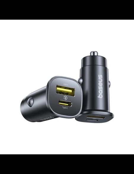 Baseus GoTrip USB-A, USB-C 30W fekete autós töltő