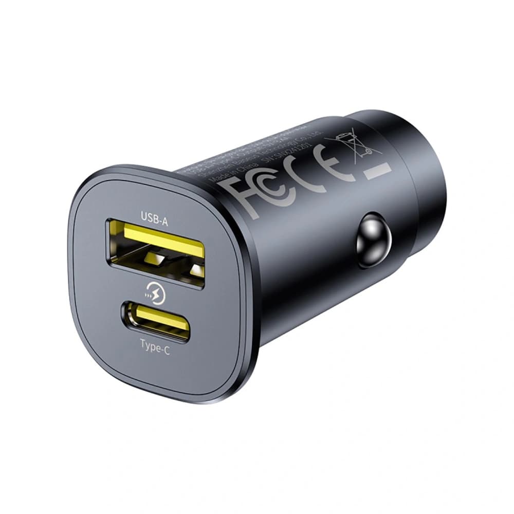 Baseus GoTrip USB-A, USB-C 30W fekete autós töltő - 2