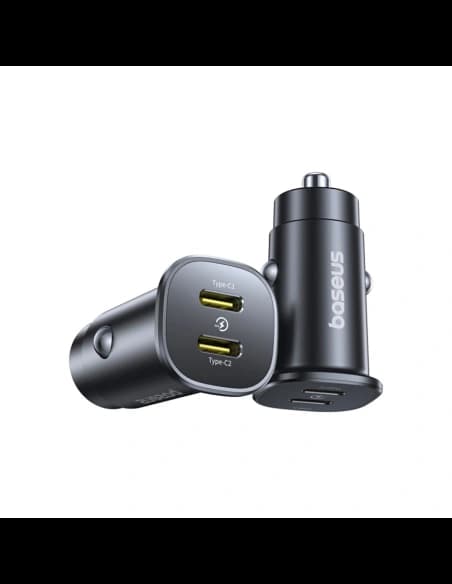 Baseus GoTrip 2xUSB-C 30W fekete autós töltő