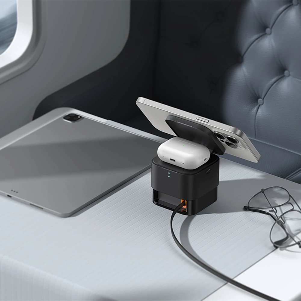 Baseus MagPro 3-in-1 25W MagSafe Induction Charger for Phone / Smartwatch / Headphones Black - 12