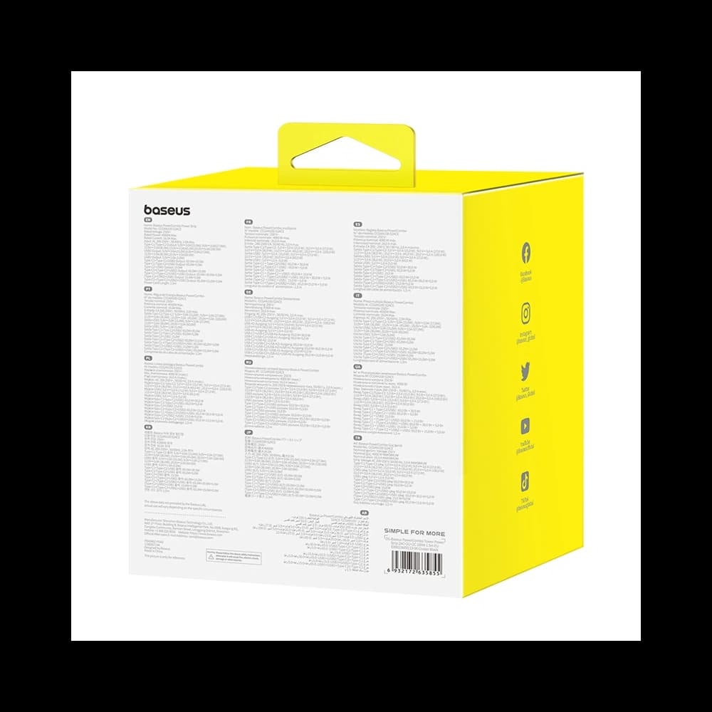 Nabíjecí stanice Baseus PowerCombo Tower 100W 2xAC, 2xUSB-A + 2x USB-C 1,5m černá - 8