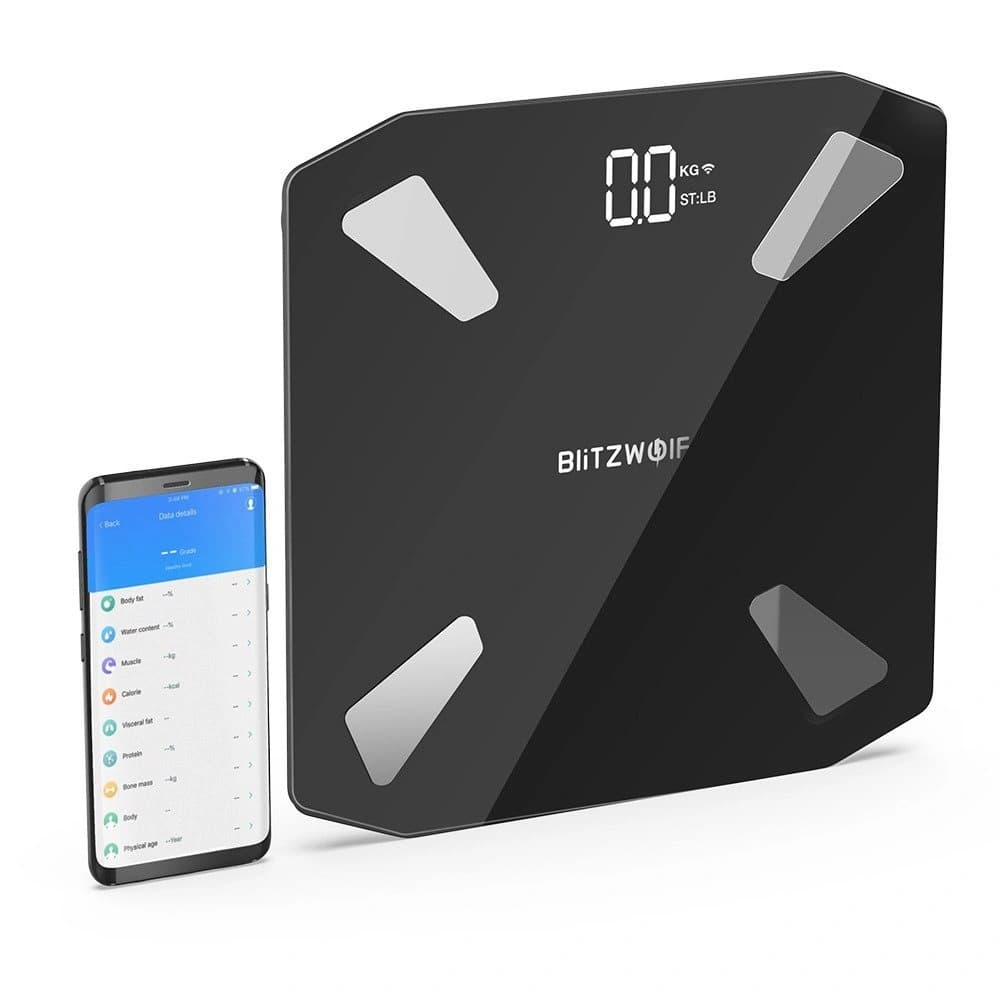 BlitzWolf WiFi-Waage BW-SC3 mit 13 Körpermessfunktionen (schwarz)