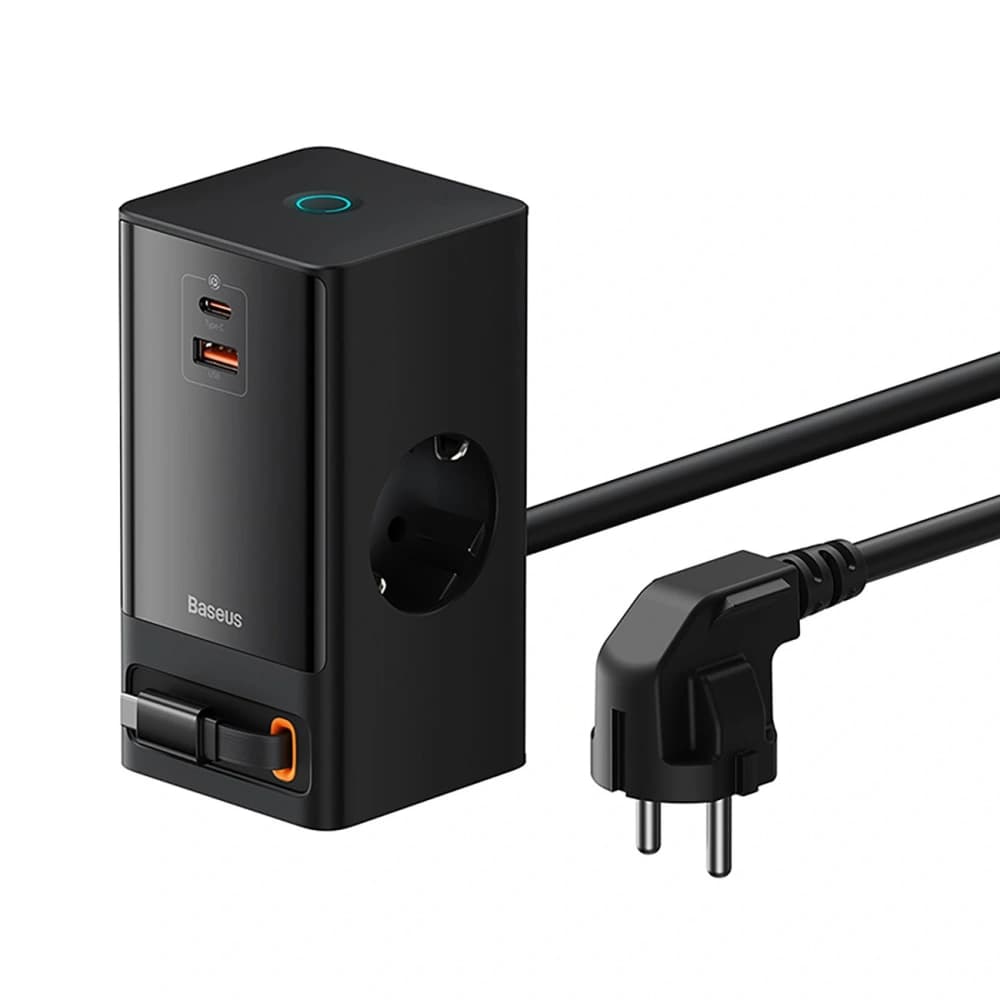 Nabíjecí stanice Baseus PowerCombo 65W 1,5m 2xAC, USB-A, USB-C + kabel USB-C černá - 1