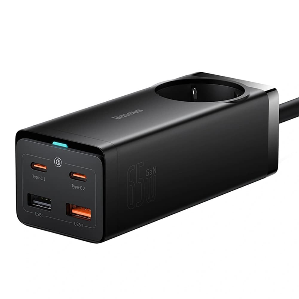 Nabíjecí stanice Baseus GaN3 Pro 65W AC + 2xUSB-C + 2xUSB-A s kabelem Baseus Xiaobai USB-C / USB-C 100W 1m černá - 1