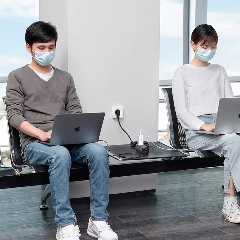 Nabíjecí stanice Baseus GaN3 Pro 65W AC + 2xUSB-C + 2xUSB-A s kabelem Baseus Xiaobai USB-C / USB-C 100W 1m černá - 8